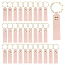 40Pcs PU Leather Laser Engraving Keychain Blanks Pink 3.7" x 0.7"