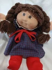 Vintage Cabbage Patch Kids 1982 Girl Doll Brown Hair/Eyes Pigtails Blue Dress