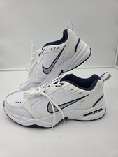 Men's 12 Nike Air Monarch IV Classic Retro Sneakers White Navy 415445-102