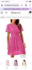 Women's  V Neck Lace A Line Summer Dress Rose Pink Size Large NEW