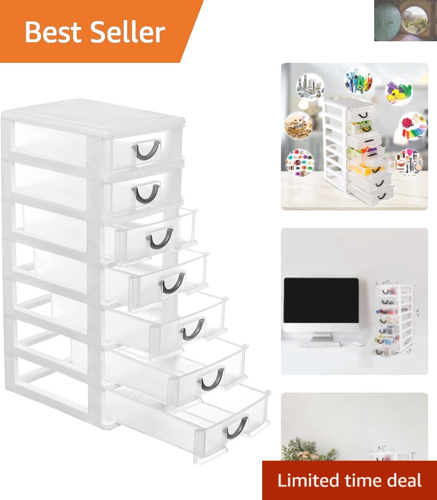 White Plastic 7-Drawer Mini Organizer for Stylish Clutter-Free Spaces