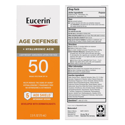Sun Age Defense SPF 50 Face Sunscreen Lotion with Hyaluronic Acid, Hypoallerg...