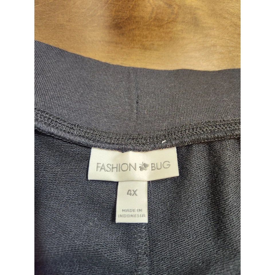 Fashion Bug Lounge Shorts Plus Size 4X Black Cotton Blend Drawstring - Image 3 of 4