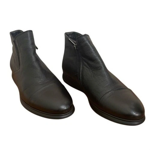Baldinini Black Leather Faux Fur Lined Side Zip Ankle Boots Women's Size 42 image 2
