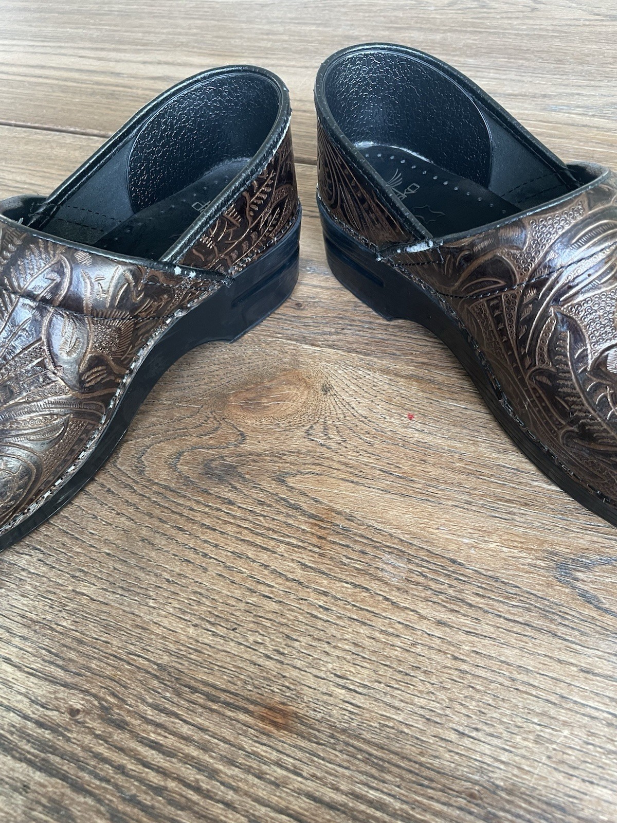 Dansko Brown Patterned Embossed Clogs Work Shoes … - image 7