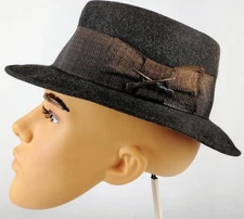 Stetson Vintage Fedora Royal DeLuxe Gun Club Hat Gray Fur Felt Brown Band Size 7