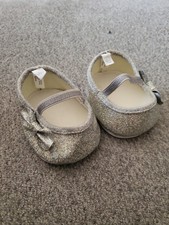 Build A Bear Workshop Mary Jane Dress Shoes Silver Sparkly Bow Slip On Formal