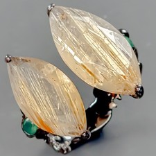 Vintage ring Natural Rutilated Quartz Ring 925 Sterling Silver Size 9 /R428971