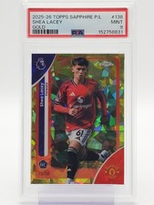 SHEA LACEY 2025-26 TOPPS CHROME SAPPHIRE GOLD ROOKIE /50 #138 UNITED PSA 9Q1507