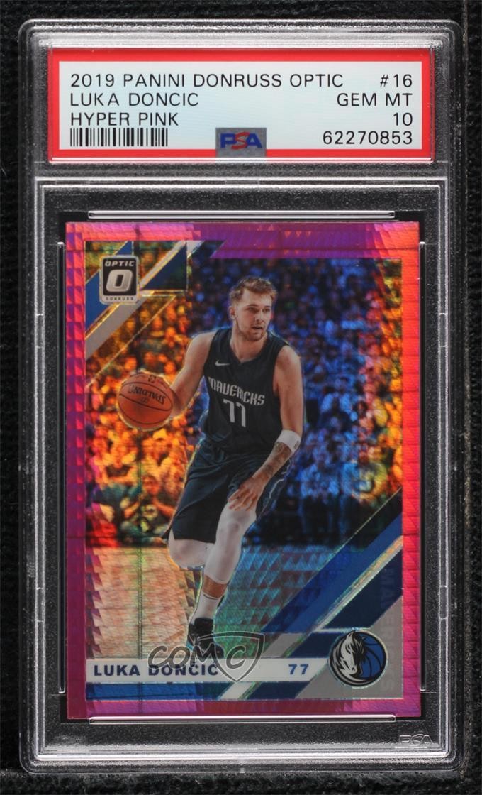 2019-20 Panini Donruss Optic Pink Hyper Prizm Luka Doncic #16 PSA 10 GEM MT 01nl