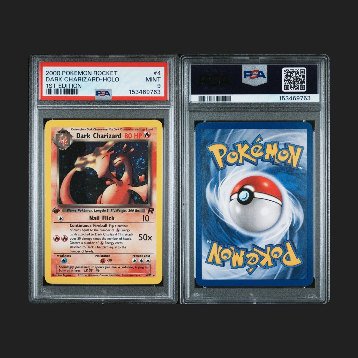 Pokemon Dark Charizard Team Rocket 1st Edition Holo Rare #4 PSA 9 Mint