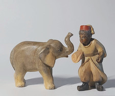 PEMA Krippe Elefantenbaby + Bub zu 3Könige für 12 cm Krippe, Holz farbig gefasst