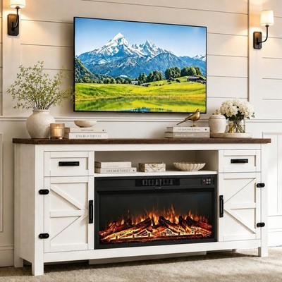 70'' /80'' Fireplace TV Stand Barn Door TVs up to 80'' /90'' Entertainment Center