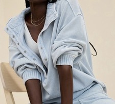 Aerie NWT Oh snap Pullover Sweatshirt Size XXL Cloud Wash Blue