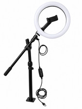 LED Ring Light with Phone Holder Adjustable Arm Desk Stand Pre-Owned