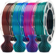 Silk PLA 3D Printer Filament Bundle, 1.75Mm PLA Filament for Most FDM 3D Printer