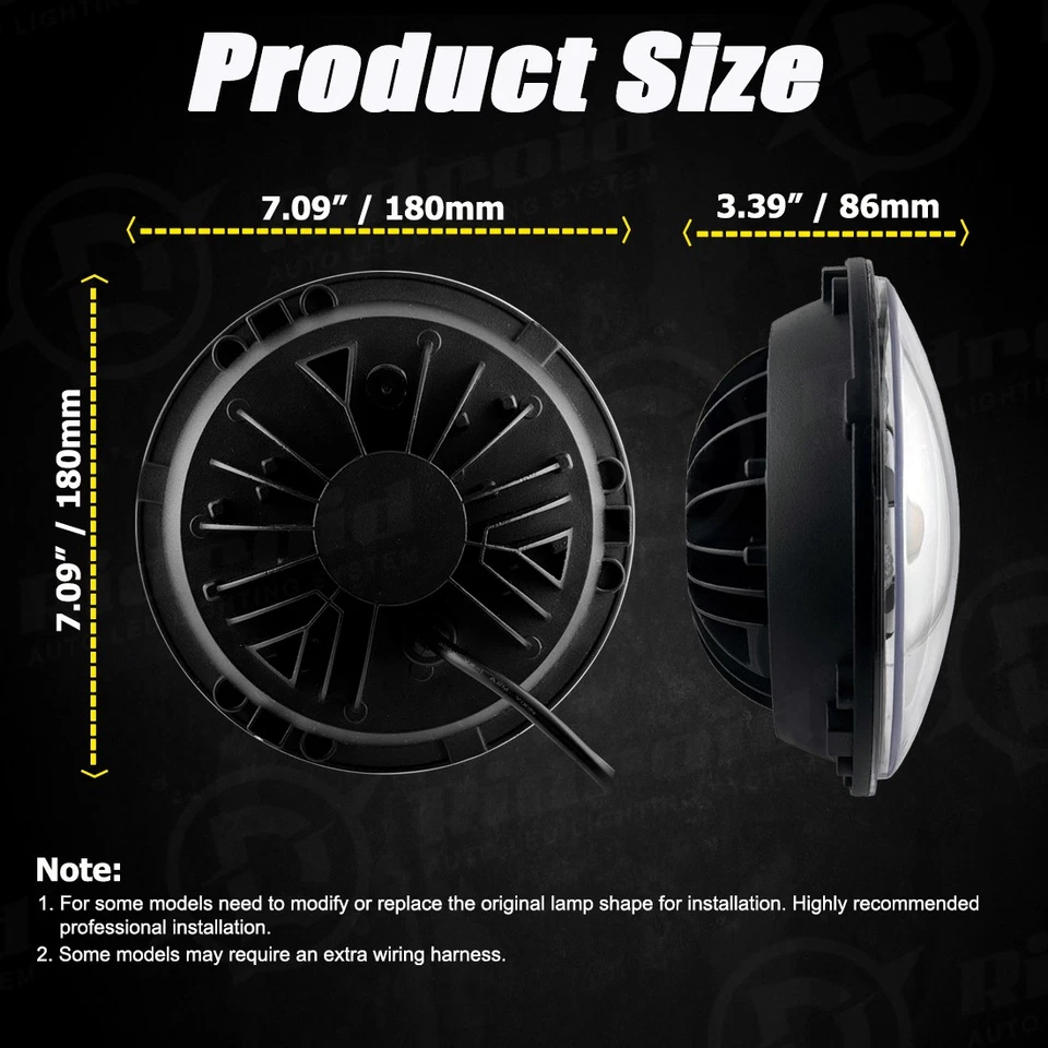 For Jeep Wrangler JK 2007-2018 7" Projector LED Headlight + LED Fog Lights Combo Foto 2 de 4