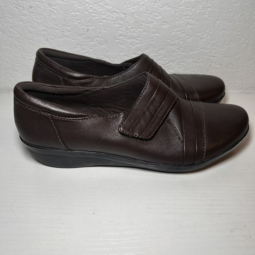Clarks Everlay Tara Loafer Women Size 7.5M Brown Leather Shootie Monk Strap Shoe - Picture 2 of 9