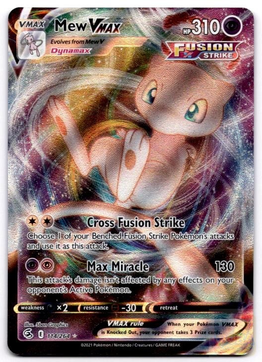 Mew VMAX 114/264 Holo VMAX Rare Fusion Strike Pokemon Holo Near Mint