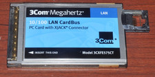 3COM Megahertz 10/100 PCMCIA LAN CARD 3CXFE575CT w/ XJACK Connector  Cable