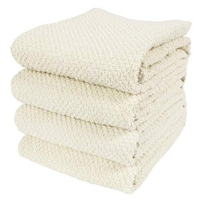  Deluxe Popcorn Terry Kitchen Towels, Cotton Kitchen Dish Towels, Set Alabaster