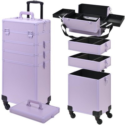 Somduy Rolling Makeup Case, Makeup Train Case with Lid, 5 in 1 Cosmetology Ca...