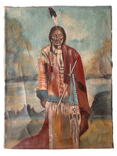 19th Century Painting - SITTING BULL - Antique Portrait American Art Signed
