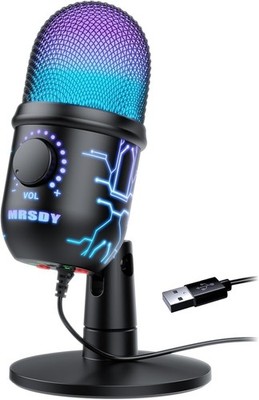 MRSDY micrófono gaming, micrófono USB para computadora compatible con PC, Mac y