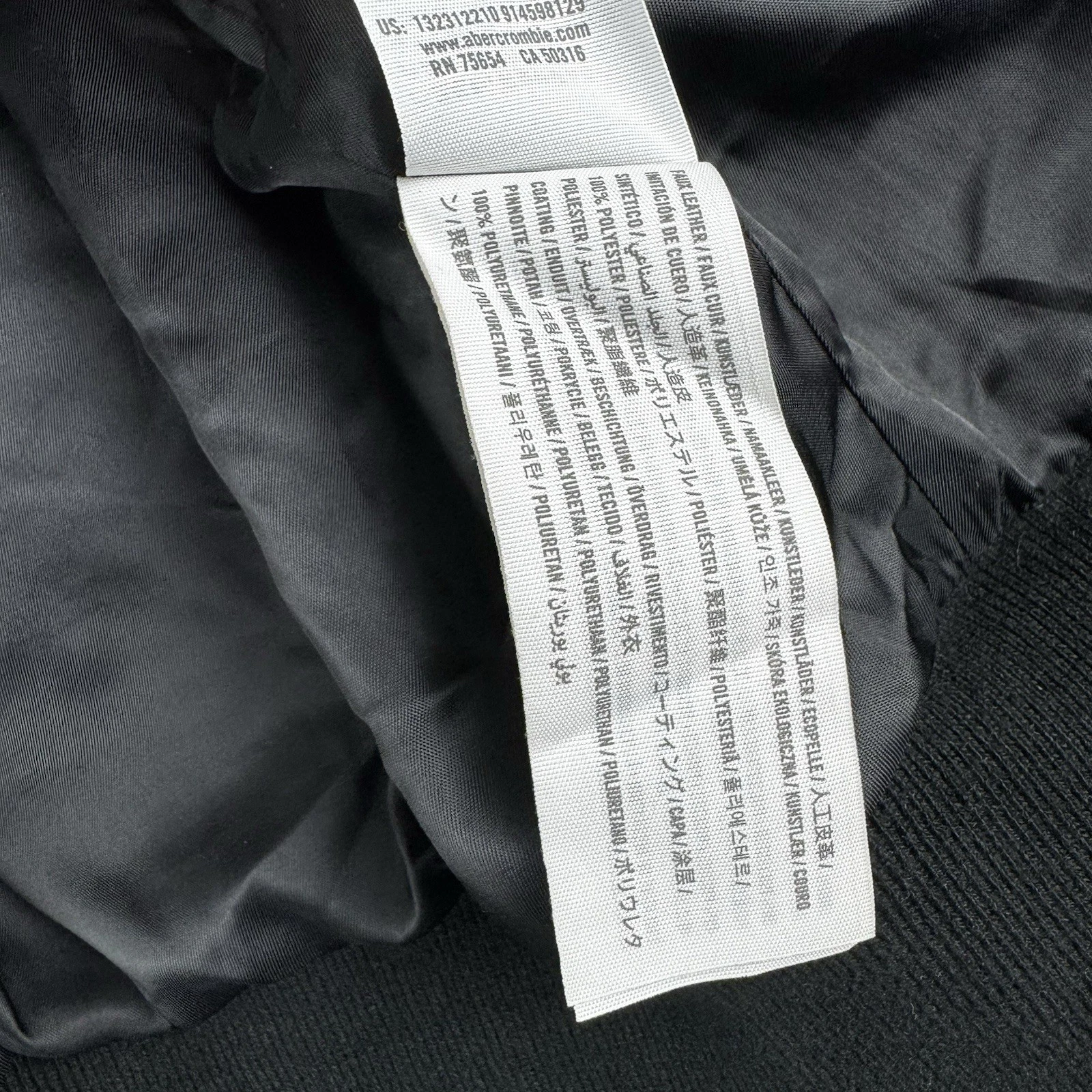 Abercrombie & Fitch Jacket Mens Small Relaxed Vegan Leather Bomber Grey Full Zip - product detail image 22