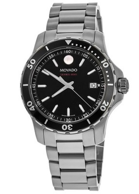 New Movado Series 800 Black Dial Steel 2600135 Mens Swiss 40mm Watch