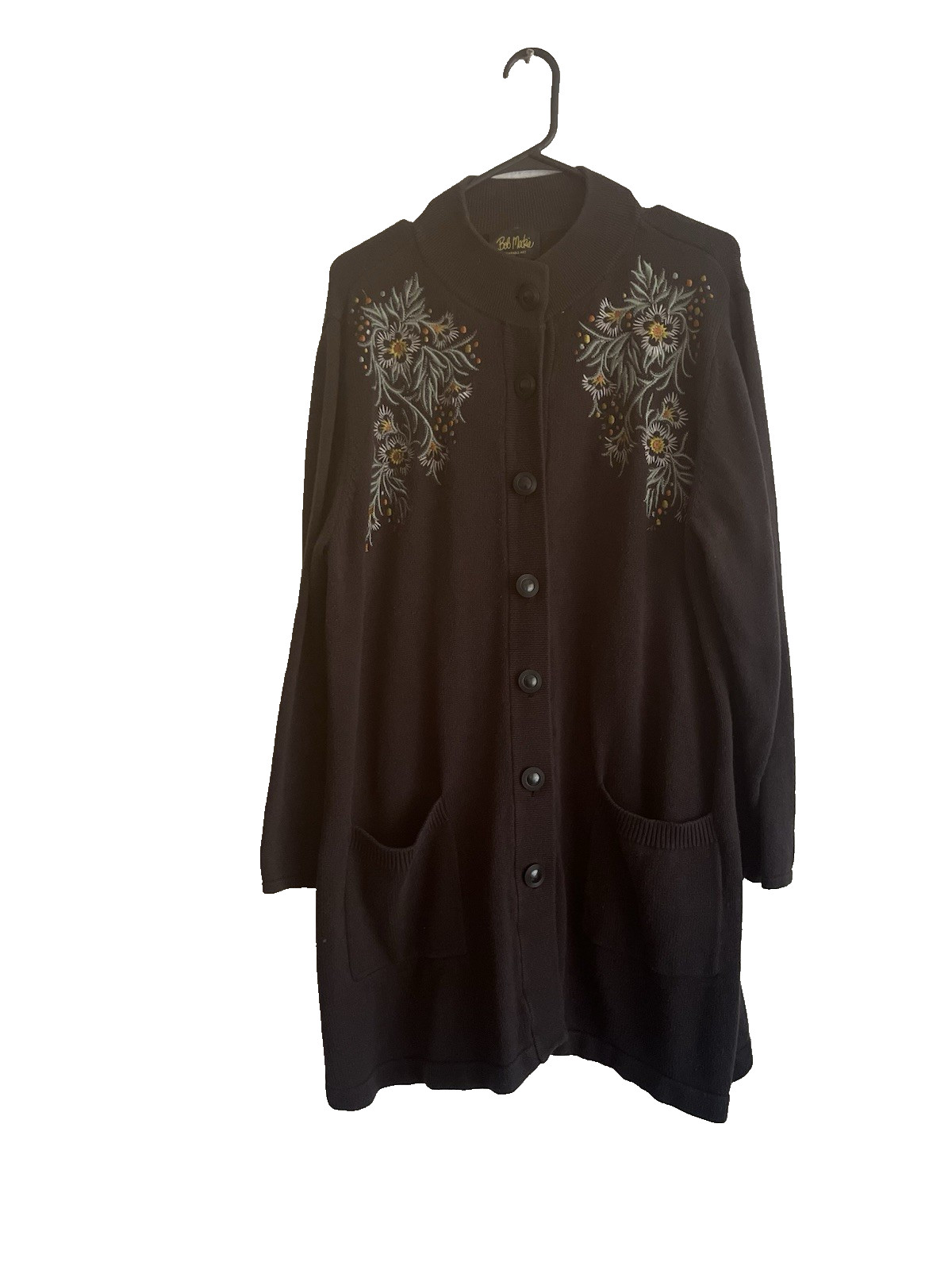 Bob Mackie embroidered button up sweater cardigan women’s size XL