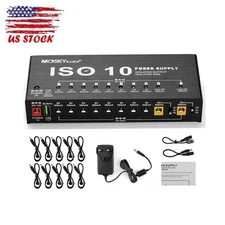 Mosky  10 Outputs Guitar Effect Pedal Board Power Supply 9V 12V 18V Cables USA