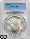 1923-D Peace Dollar PCGS MS 64 ** Nice Cartwheel Luster