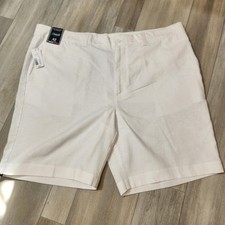 Roundtree & Yorke shorts men's 42 white linen 9" flat front big tall new $50