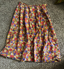 1960s handmade knee length floral skirt