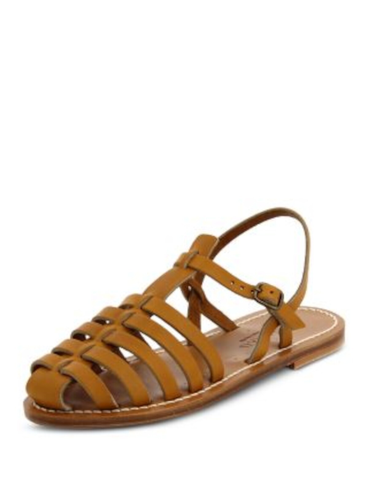 KJACQUES Womens Beige Adrien Round Toe Leather Gladiator Sandals Shoes 37