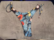 Ladies Bikini Bottom Size M Colorful Thong Cheeky Stretched Tropical Swimsuit
