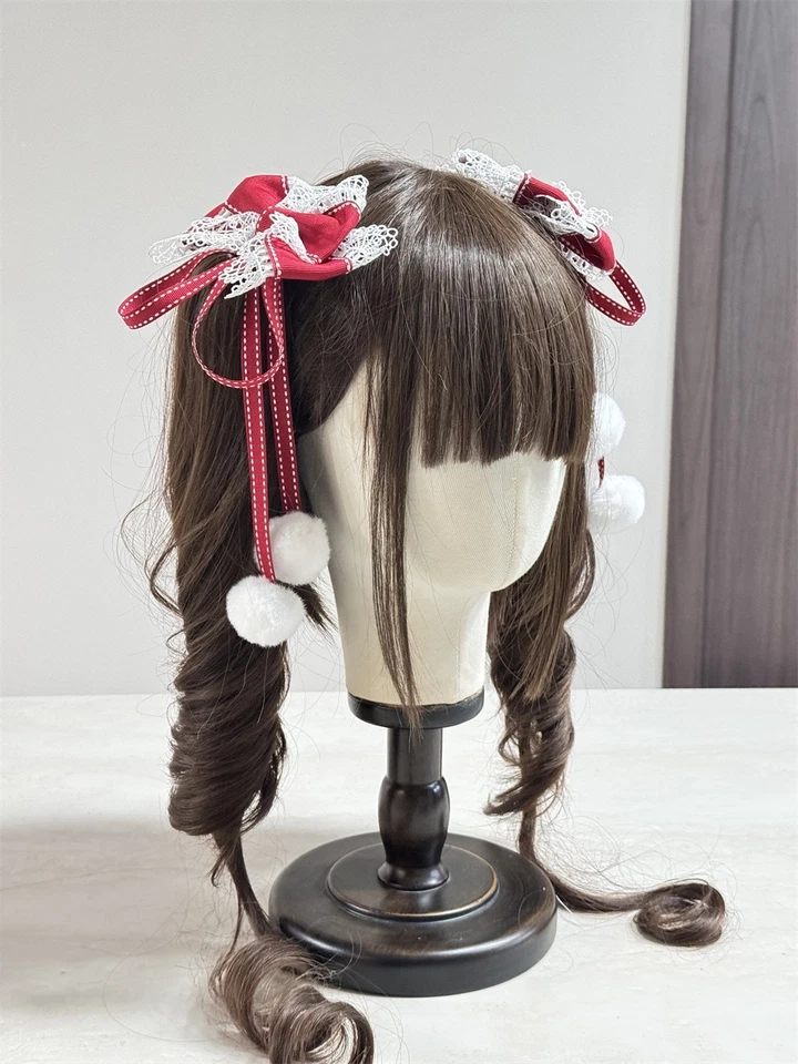 Diadema de encaje con volantes Lolita gótica dulce moño retro clip para tocado para mujer Foto 2 de 4