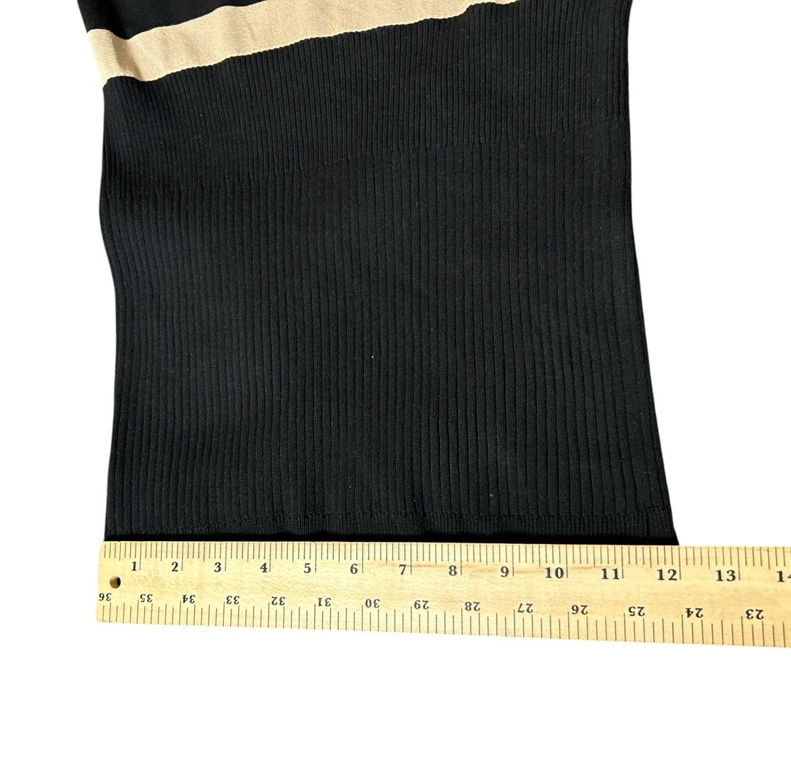 Cache Form Fitted Top Size Medium Black Beige 3/4… - image 11