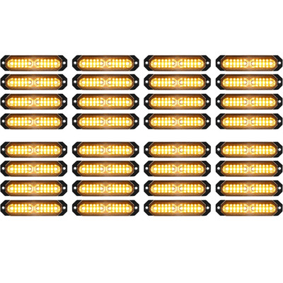 32x Sync Feature Ultra Slim 12-LED Surface Mount Flashing Strobe Light for Truck