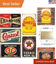 Vintage Metal Tin Signs Set - Retro Garage Decor for Men, 5 Pieces 8x12 Inch