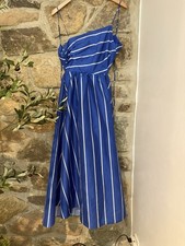 J.CREW Collection Women's Blue/White Striped Wide-Leg Jumpsuit, Cotton, 4