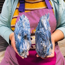 4.51lb 2pcs Natural Beautiful Blue Kyanite With Quartz Crystal Specimen Rough