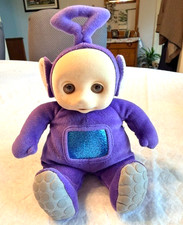 Eden Teletubbies Tinky Winky Beanbag Plush 9 Flocked Face Purple 1998 Vintage