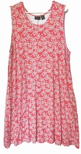 Rachel Zoe Women Tank Dress Coral Orange Floral SIZE 2X Rayon Stretch Knit Flowy