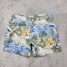Marine Layer Swim Trunks Mens M Hawaiian Floral Tropical Mahalo Lined Drawstring