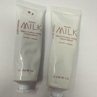 2 x Josie Maran Argan Milk Smoothing Hand Treatment Cream No Scent Sticker 2 oz