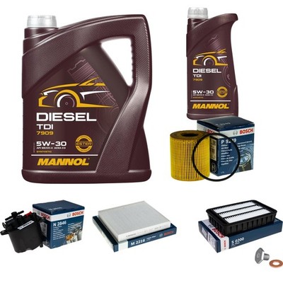 BOSCH Inspektionspaket 6 L MANNOL Diesel TDI 5W-30 für Mitsubishi Outlander II