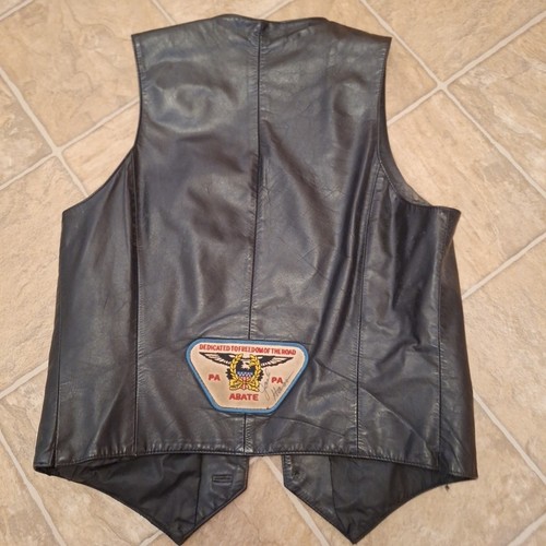 Leather Vest. Biker Classic Black, Abate Patch, Jack Ham Signature. Vintage - Picture 2 of 7