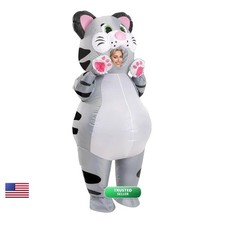 Inflatable Cat Costume Striped Full Body for Halloween Cosplay